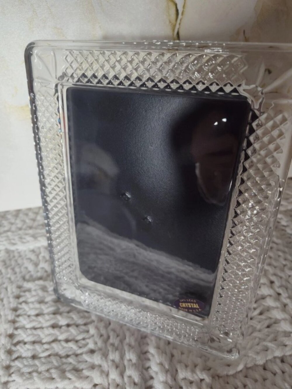 Heavy 24% Lead Crystal Picture Frame 8-3/4 x 6-3/4 Made in USA